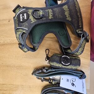 Ports AnD PBlack and Green Dog Harness Set